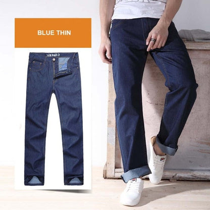 4 Season Men Fashion Jeans Pants Straight Loose Baggy Harem Denim Pants Casual Cotton Trousers Wide Leg Blue Plus Size 28-48