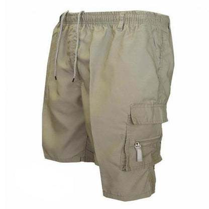 Casual Summer Men Solid Color Multi-pockets Drawstring Baggy Cargo Shorts Pants Multi-pockets Drawstring Cargo Shorts Pants