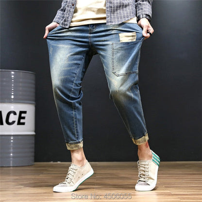 Black Jeans Men Denim Blue Jean Distressed Mens Jogger Pants Hip Hop Harem Stretch Man Teenager Trousers Plus Size 42 44 46 48