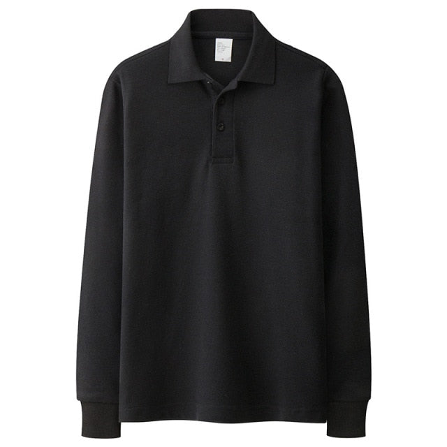 100% Cotton High Quality Men's Polo Brand Casual Long Sleeve Shirts Solid Color Polos Spring  Autumn Tops Size S-3XL;YA286