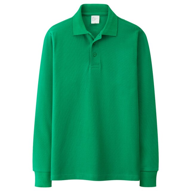 100% Cotton High Quality Men's Polo Brand Casual Long Sleeve Shirts Solid Color Polos Spring  Autumn Tops Size S-3XL;YA286