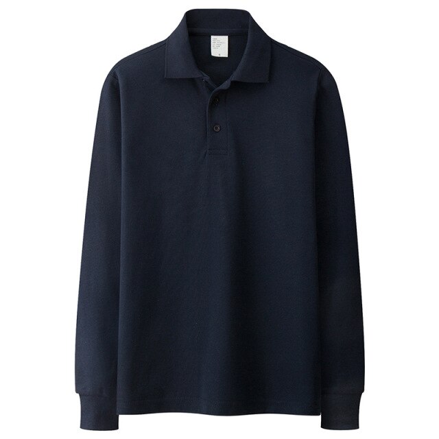 100% Cotton High Quality Men's Polo Brand Casual Long Sleeve Shirts Solid Color Polos Spring  Autumn Tops Size S-3XL;YA286