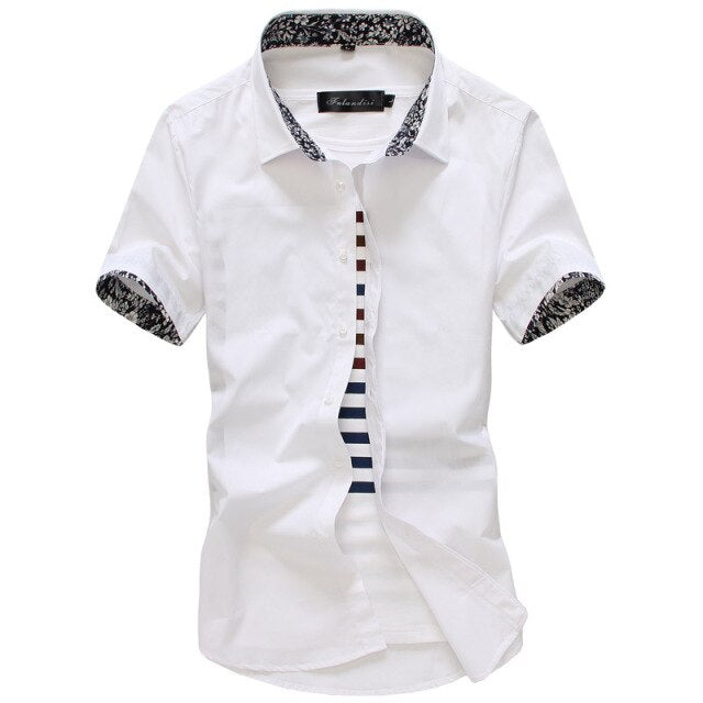 Fashion Men Solid Shirts Short Sleeve Turn-down Collar Men Dress Shirt Casual Business Work Shirt Male Slim Fit Camisa De Hombre