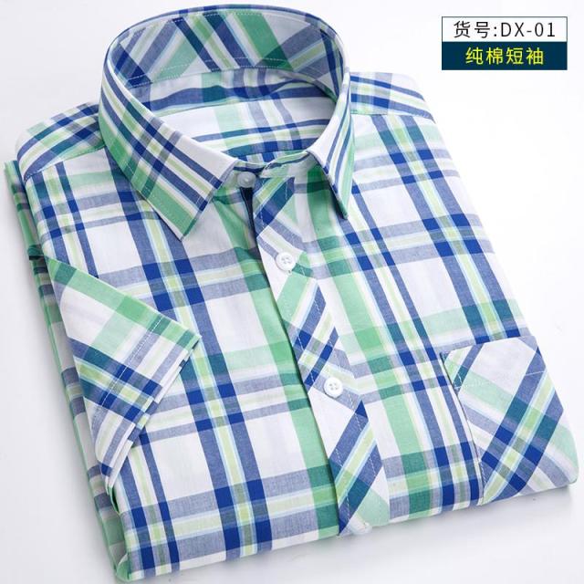 New Arrival Fashion Suepr Large Short Sleeve Men 100% Pure Cotton Summer Loose Plaid Mens Shirts Casual Slim Fit Plus Size M-8XL