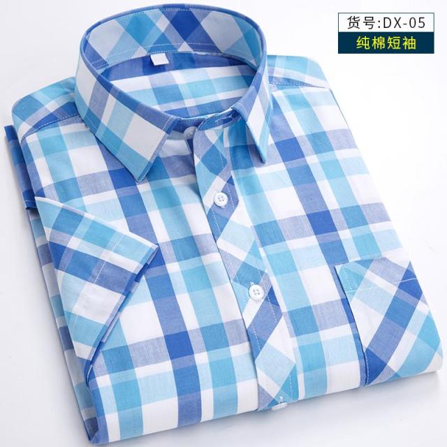 New Arrival Fashion Suepr Large Short Sleeve Men 100% Pure Cotton Summer Loose Plaid Mens Shirts Casual Slim Fit Plus Size M-8XL