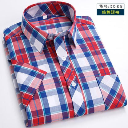 New Arrival Fashion Suepr Large Short Sleeve Men 100% Pure Cotton Summer Loose Plaid Mens Shirts Casual Slim Fit Plus Size M-8XL