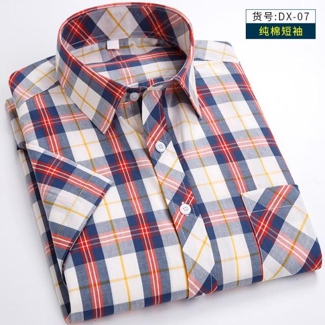 New Arrival Fashion Suepr Large Short Sleeve Men 100% Pure Cotton Summer Loose Plaid Mens Shirts Casual Slim Fit Plus Size M-8XL