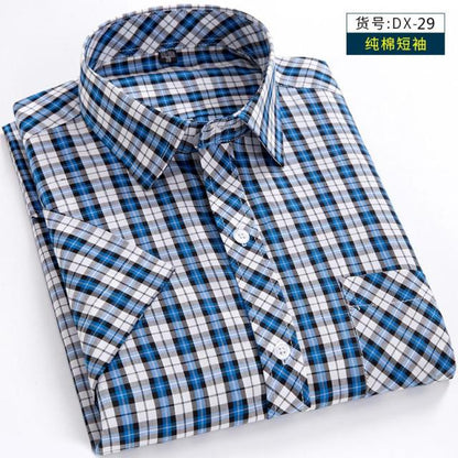 New Arrival Fashion Suepr Large Short Sleeve Men 100% Pure Cotton Summer Loose Plaid Mens Shirts Casual Slim Fit Plus Size M-8XL