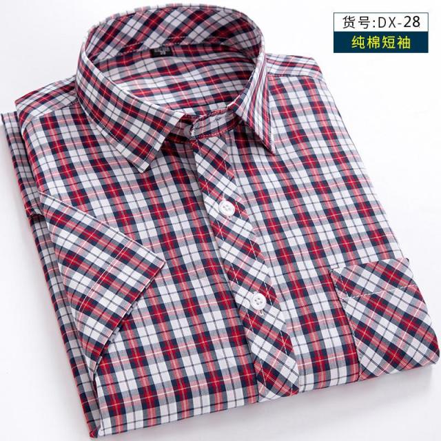 New Arrival Fashion Suepr Large Short Sleeve Men 100% Pure Cotton Summer Loose Plaid Mens Shirts Casual Slim Fit Plus Size M-8XL