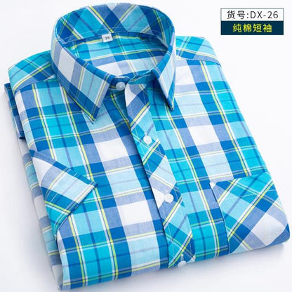 New Arrival Fashion Suepr Large Short Sleeve Men 100% Pure Cotton Summer Loose Plaid Mens Shirts Casual Slim Fit Plus Size M-8XL