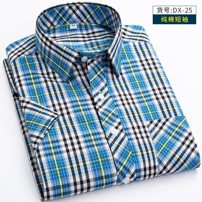 New Arrival Fashion Suepr Large Short Sleeve Men 100% Pure Cotton Summer Loose Plaid Mens Shirts Casual Slim Fit Plus Size M-8XL