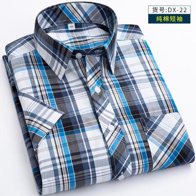 New Arrival Fashion Suepr Large Short Sleeve Men 100% Pure Cotton Summer Loose Plaid Mens Shirts Casual Slim Fit Plus Size M-8XL