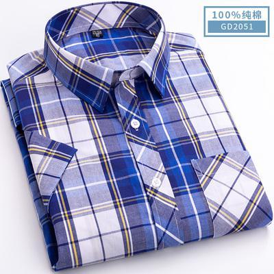 New Arrival Fashion Suepr Large Short Sleeve Men 100% Pure Cotton Summer Loose Plaid Mens Shirts Casual Slim Fit Plus Size M-8XL