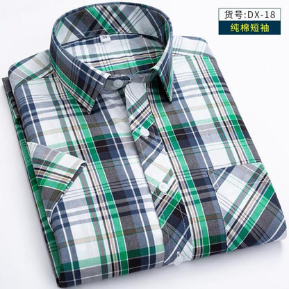 New Arrival Fashion Suepr Large Short Sleeve Men 100% Pure Cotton Summer Loose Plaid Mens Shirts Casual Slim Fit Plus Size M-8XL