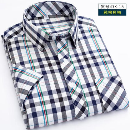 New Arrival Fashion Suepr Large Short Sleeve Men 100% Pure Cotton Summer Loose Plaid Mens Shirts Casual Slim Fit Plus Size M-8XL