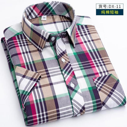 New Arrival Fashion Suepr Large Short Sleeve Men 100% Pure Cotton Summer Loose Plaid Mens Shirts Casual Slim Fit Plus Size M-8XL