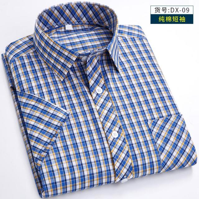 New Arrival Fashion Suepr Large Short Sleeve Men 100% Pure Cotton Summer Loose Plaid Mens Shirts Casual Slim Fit Plus Size M-8XL