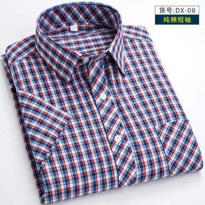 New Arrival Fashion Suepr Large Short Sleeve Men 100% Pure Cotton Summer Loose Plaid Mens Shirts Casual Slim Fit Plus Size M-8XL