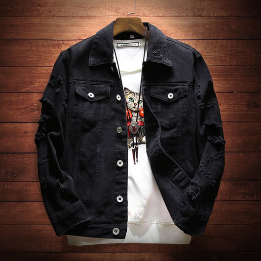 Bomber Thin Ripped Denim Jacket Male Cowboy Jeans jackets Spring Autumn Mens Denim Jacket Mens Trendy Fashion