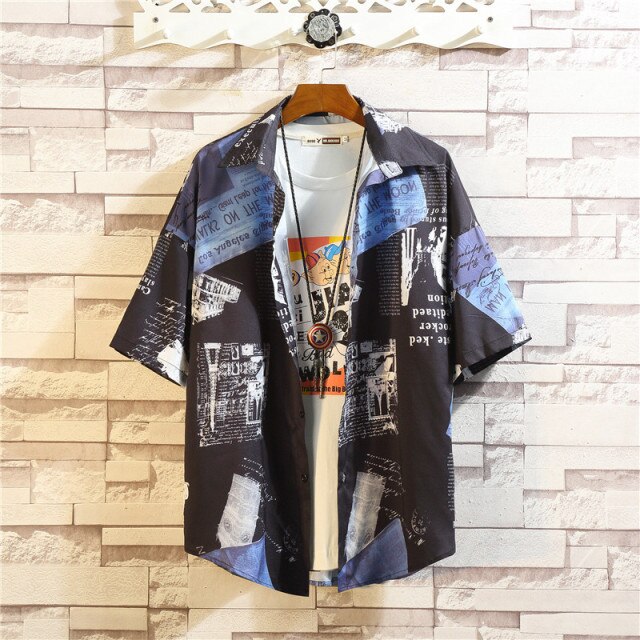 Print Brand 2024 Summer Men's Beach Shirt Fashion Short Sleeve Floral Loose Casual Plus OverSIZE M-4XL 5XL Hawaiian