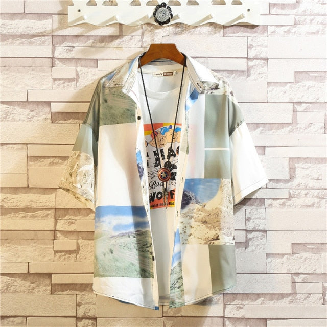 Print Brand 2024 Summer Men's Beach Shirt Fashion Short Sleeve Floral Loose Casual Plus OverSIZE M-4XL 5XL Hawaiian