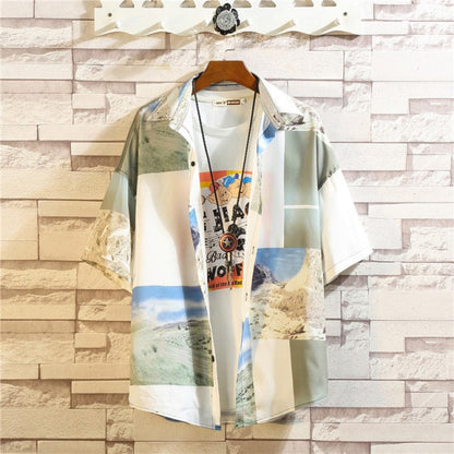 Print Brand 2024 Summer Men's Beach Shirt Fashion Short Sleeve Floral Loose Casual Plus OverSIZE M-4XL 5XL Hawaiian