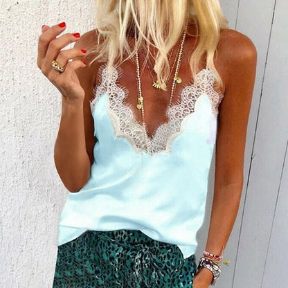 Sixsr Muyogrt Women Summer Blouse Shirts Sexy V Neck Ruffle Blouses Backless Spaghetti Strap Office Ladies Sleeveless Casual Tops