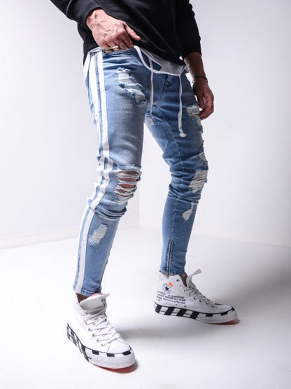 New Printed Statuary Jeans Loose Straight Men Denim Biker Casual Pants Hip Hop Man Jean Hombre Pantalon Artistic Work Size S-3XL