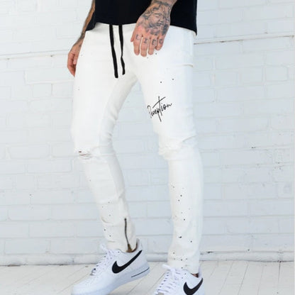 New Printed Statuary Jeans Loose Straight Men Denim Biker Casual Pants Hip Hop Man Jean Hombre Pantalon Artistic Work Size S-3XL