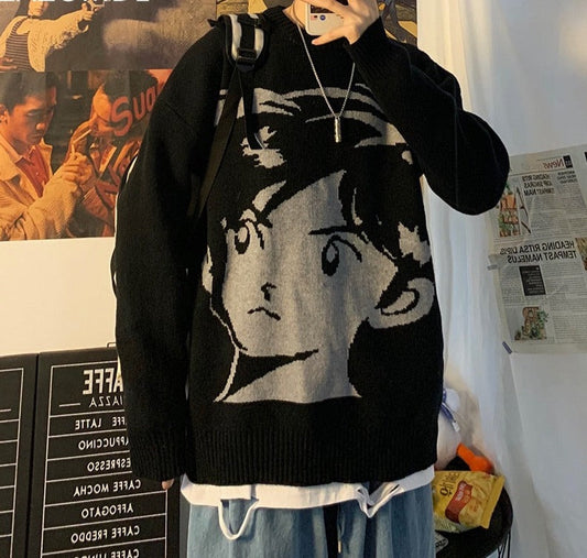 Sixsr New Harajuku vintage Streetwear knitted sweater Autumn winter loose thicken warm hip hop pullover sweater men top