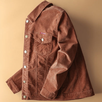 New 2024 men Bomber Jacket with Pockets Cotton Corduroy Jacket men Basic Coats Stylish Slim Fit Fashion Outerwear