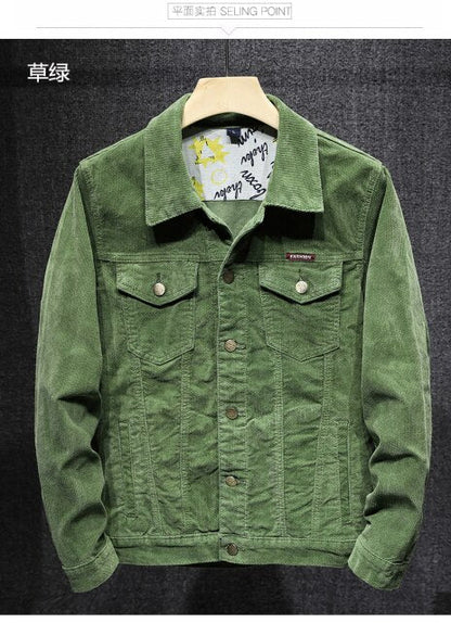 New 2024 men Bomber Jacket with Pockets Cotton Corduroy Jacket men Basic Coats Stylish Slim Fit Fashion Outerwear