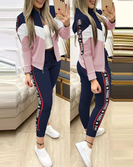 Sixsr Fashion Tracksuit 2 Piece Set Autumn Winter Zipper Jacket + Long Pants Sports Suit Female Sweatshirt Sportswear Suit For Woman