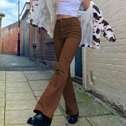 Sixsr Women's jeans woman high waist Flared Jeans Khaki Black Brown Pants Women's pants for women clothing trouser Jean women trousers