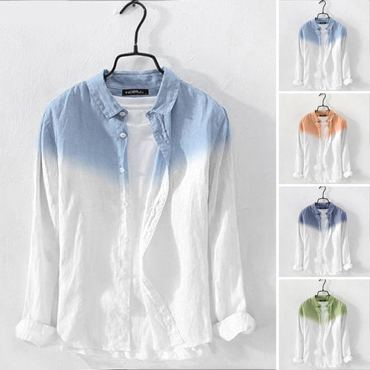 Men's Shirt Fashion Cotton Long Sleeve Hanging Dyed Gradient Button Chic High Street Men Casual Shirts Camisa S-5XL INCERUN