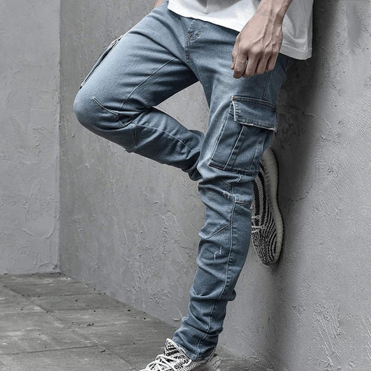 Fashion Skinny Jeans Men Casual Pocket Pencil Pants Jeans Men Clothing Jogger Denim Pants Ropa Hombre Casual Denim Pants Jeans