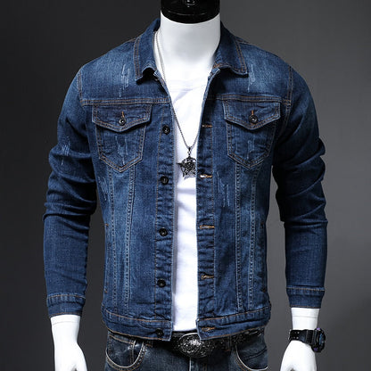 2024   autumn and winter new men's plus size 4XL Slim denim jacket casual men buttons casual personality fashion jeans jacket