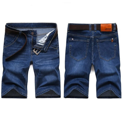 Big Size 40 42 44 46 Summer New Men Business Denim Shorts Fashion Casual Stretch Slim Blue Thin Short Jeans Male