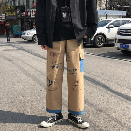 Straight Denim Jeans Men Graphic Printed Jeans 2024 Streetwear  Jeans Man Wildleg Pants Hip Hop Korean Harajuku Fashion Pants