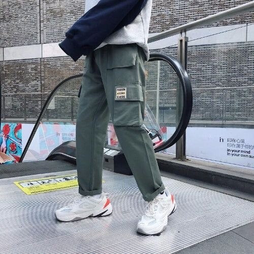 Pockets Cargo Pants Men Color Patchwork Casual Jogger Fashion Tactical Trousers Tide Harajuku Streetwear