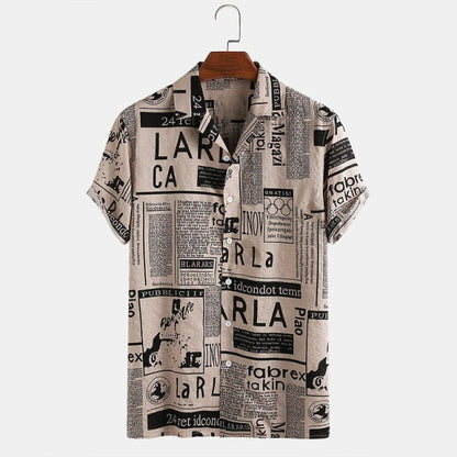New Men's Shirt Fashion Casual 2024 European American Short Sleeve Lapel Camisas Para Hombre