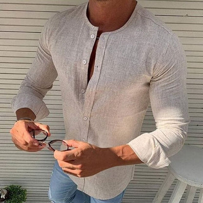 Autumn Spring Long Sleeve Casual Shirts For Men Solid Slim Basic Stand Business Shirts Camisas Masculina