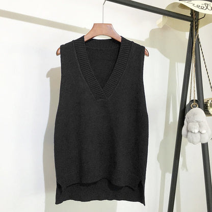 Sixsr V-neck knitted Vest Women's Sweater Autumn And Winter New Korean Loose Wild Pink Sweater Vest Women Sleeveless Sweater 11810