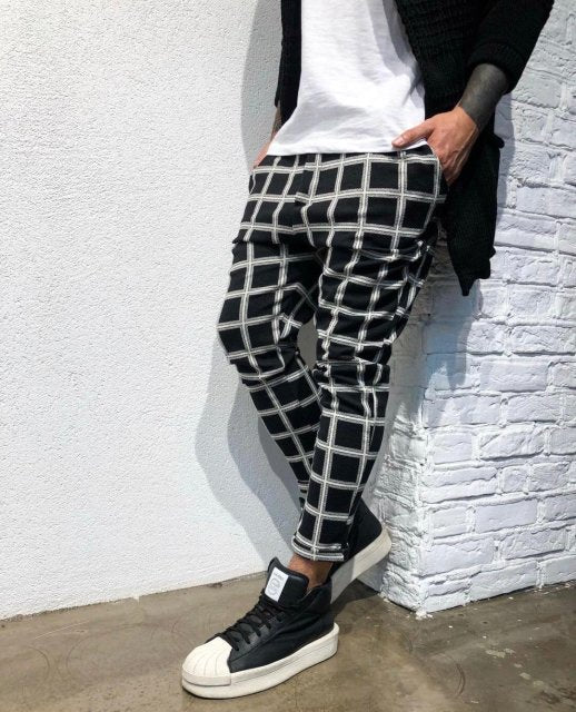 Pants Men Joggers Sweatpants 2024 Autumn Streetwear Trousers Plaid Casual Sports Mens Pants