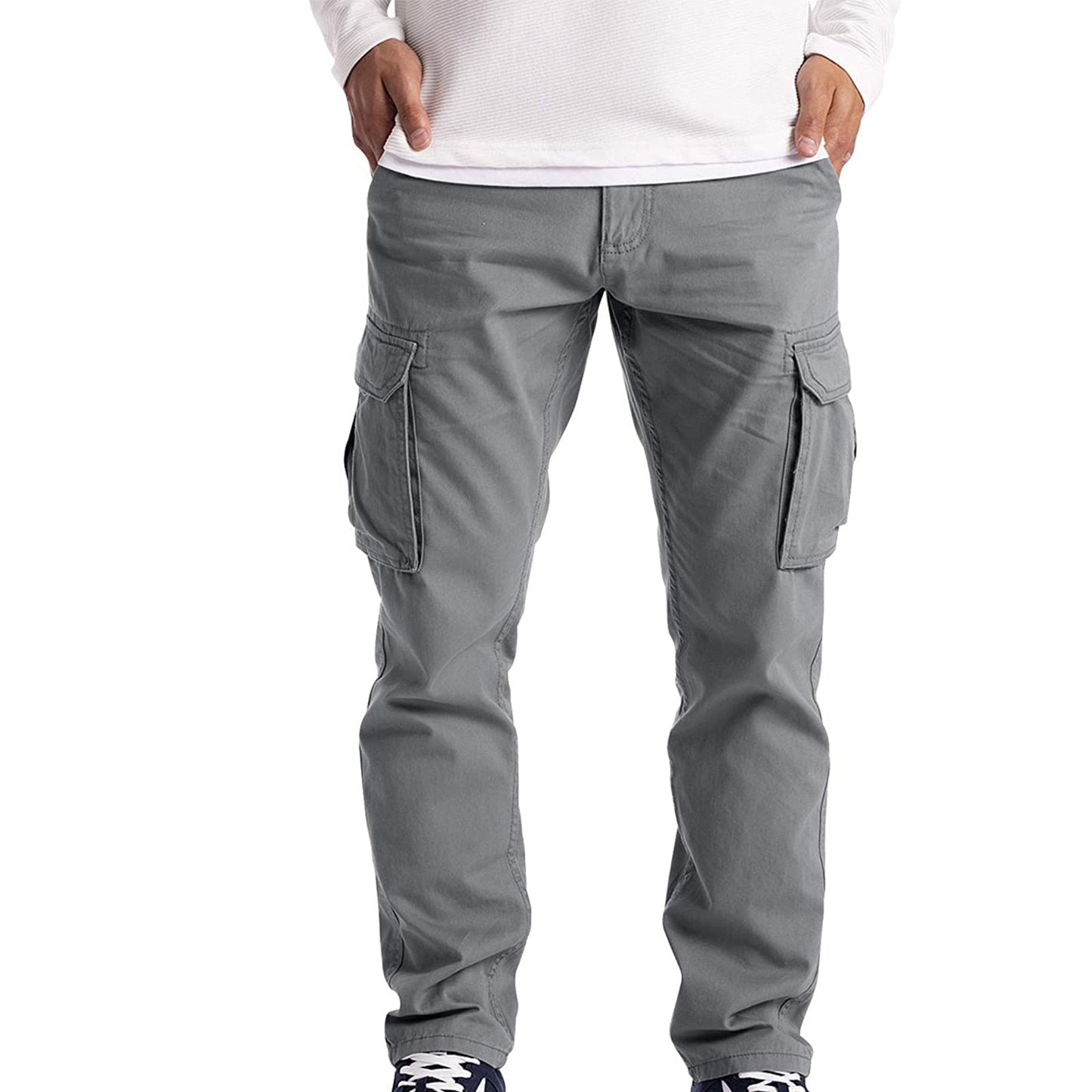 Male Casual Pants Jeans Men's Cargo Trousers Work Wear Combat Safety Cargo 6 Pocket Full Pants hombr joggers masculino jeans#go