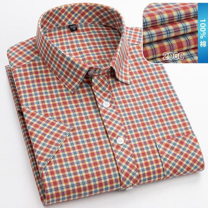 New Arrival Fashion Suepr Large Short Sleeve Men 100% Pure Cotton Summer Loose Plaid Mens Shirts Casual Slim Fit Plus Size M-8XL