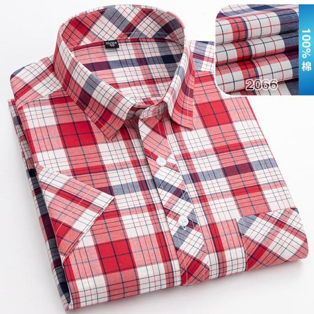 New Arrival Fashion Suepr Large Short Sleeve Men 100% Pure Cotton Summer Loose Plaid Mens Shirts Casual Slim Fit Plus Size M-8XL