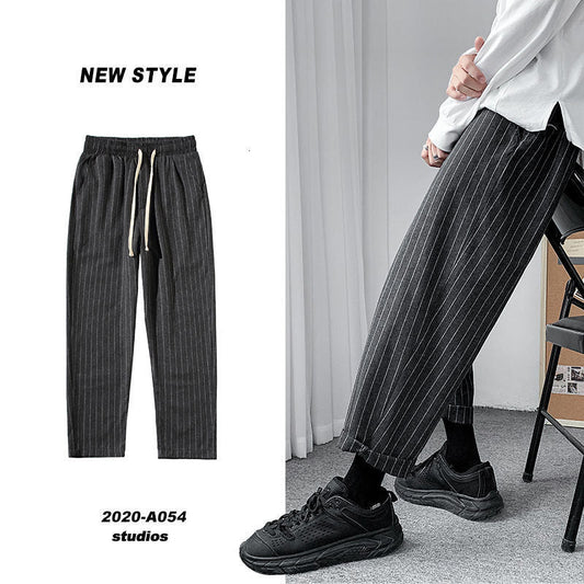 Privathinker Korean Men's Striped Harem Pants 2024 Streetwear Man Casual Loose Trousers Japanese Men Black Gray Pants Plus Size