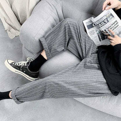 Privathinker Korean Men's Striped Harem Pants 2024 Streetwear Man Casual Loose Trousers Japanese Men Black Gray Pants Plus Size