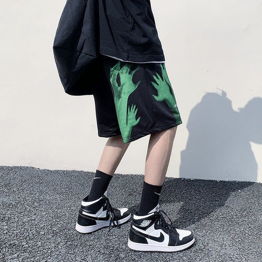 PR Men's Casual Oversize Shorts 2024 Fashion Printed Hip Hop Shorts Korean Streetwear Male Shorts